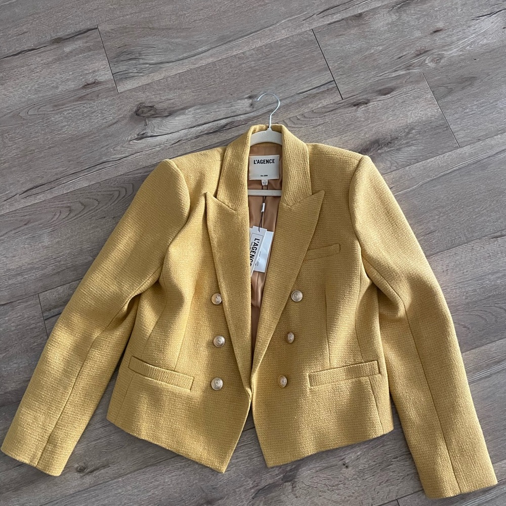 L'AGENCE Mustard Double-Breasted Blazer